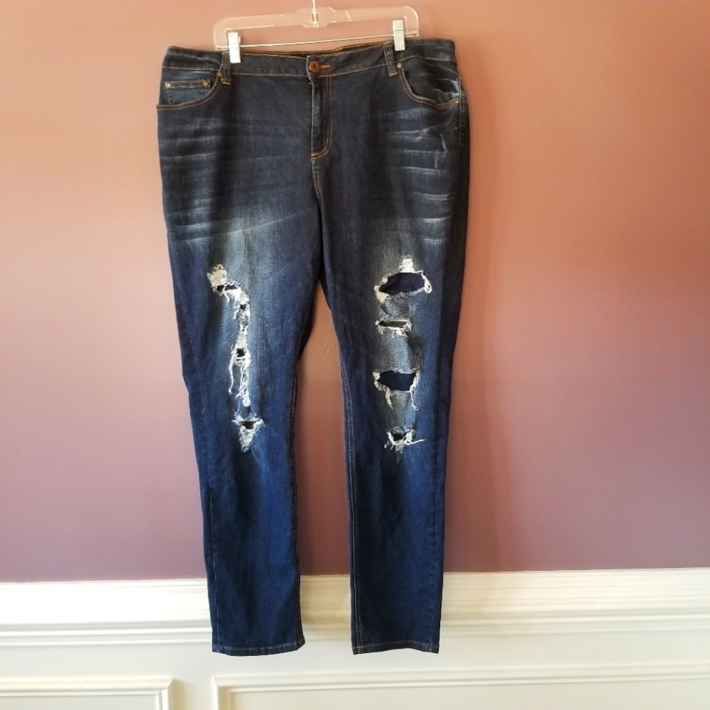 Ashley Stewart Women's High-Rise Distressed Skinny Jeans